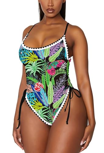 Image of Viottiset Women's Ruched High Cut One Piece Swimsuit Tummy Control Bathing Suit Monokini