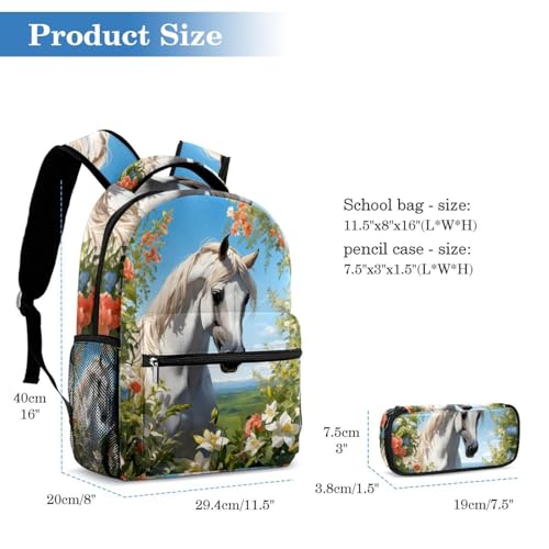 Sac à dos grande capacité motif cheval et chat pour école et voyage - 2