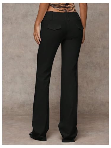 Milumia Women's Wide Leg Bell Bottom Dress Pants Old Money Low Waist Wide Waistband Work Office Trousers2