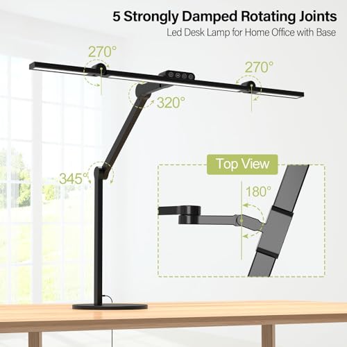 Image of Micomlan Aluminium WIAONE Architect Desk Lamp with Atmosphere Lighting, Led Desk Light with Base,24W Bright Auto Dimming with Rotatable Swing Arm for Workbench Computer (Black(with Base)(28 Inch))