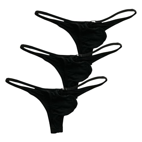 ONEFIT Men's Ice Silk Thong Underwear Low Rise T Back G-String Bulge Pouch Underpants Bikini
