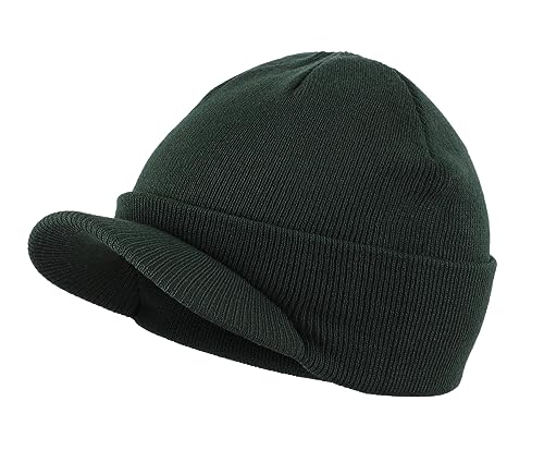 Image of Home Prefer Men's Winter Beanie Hat with Brim Warm Double Knit Cuff Beanie Cap Watch Radar Hat