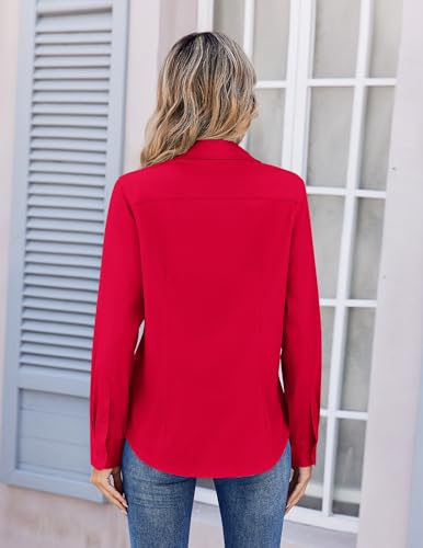 Image of Zeagoo Women's Wrinkle Free Button Down Shirts Long Sleeve Dress Shirts Collared Business Casual Blouses Tops XS-3XL