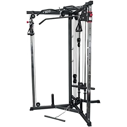Valor Fitness Cable Machine - Crossover Station with Pull-Up Bar, 17 Adjustable Positions - 200lb Plate Loaded Pulley System for Home Gym Power Workouts - Strength Training Equipment Includes Handles Cover