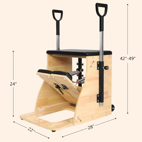 ARKANTOS Pilates Chair, Split-Pedal Stability Combo Chair with Handles, Yoga Fitness Trainer, Pilates Reformer Machine, Pilates Equipment Perfect for Home Use & Gym Workout (Black)