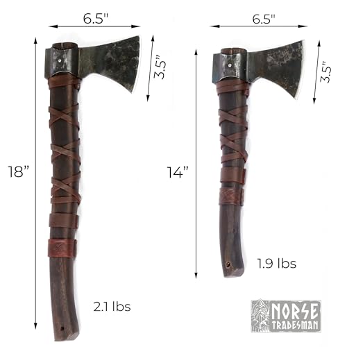 Image of Norse Tradesman Viking Throwing Axe, 14 in, Carbon Steel, Ash Handle