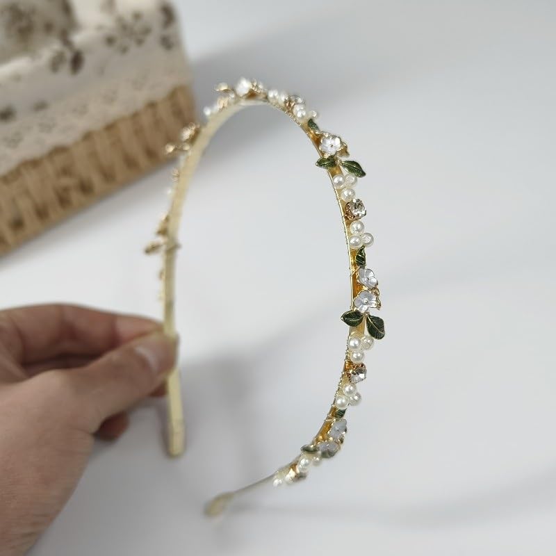 Pearl Flower Headband Women's Sweet Hair Styling Rhinestone Headbands Clip Accessory