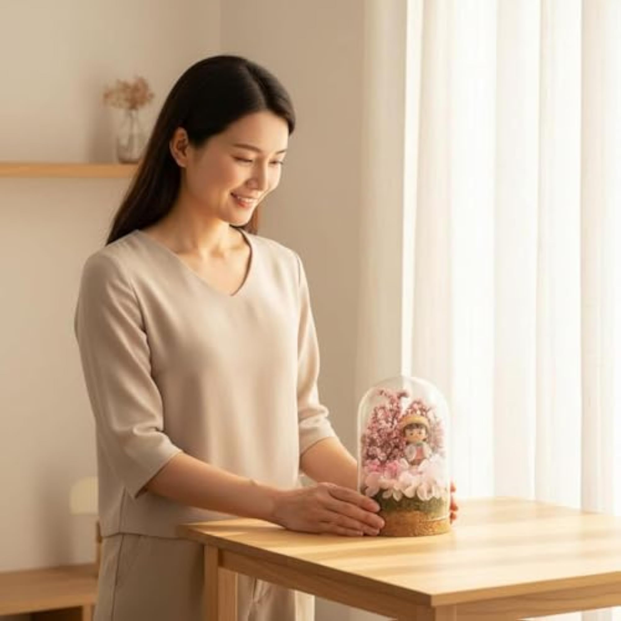 Handmade Gift Preserved Flower Glass Dome Decoration