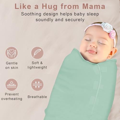 Image of Soft Stretchable Baby Blankets for Newborn Comfortable Cozy Ollie Adjustable Swaddle for New Born Baby Swaddle Wrap Cloth (Pack of 1) Green
