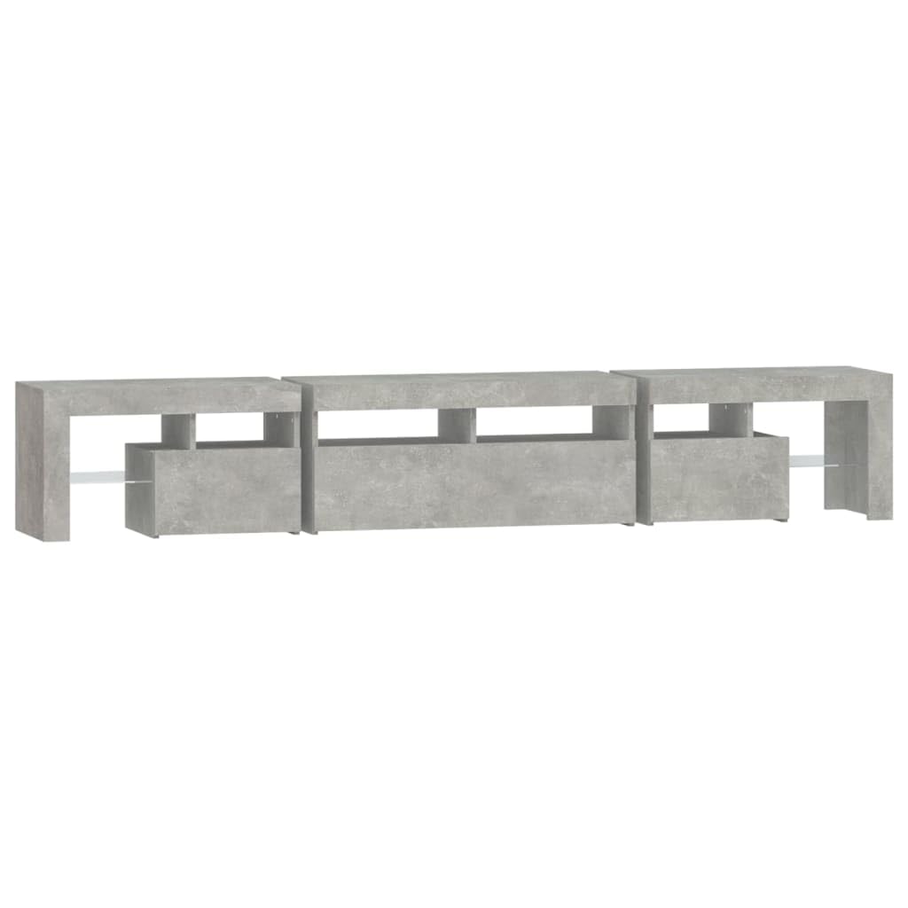 Mueble de TV con Luces LED Gris hormigón 230x36,5x40 cm
