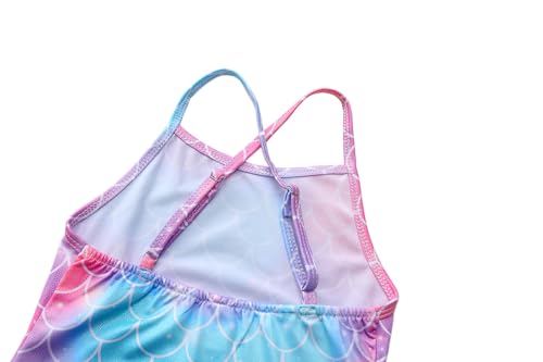 Image of iLover Girls Sparkle One Piece Swimsuits Crossback Swimwear Beach Bathing Suit with Adjustable Strap 4-10 Years