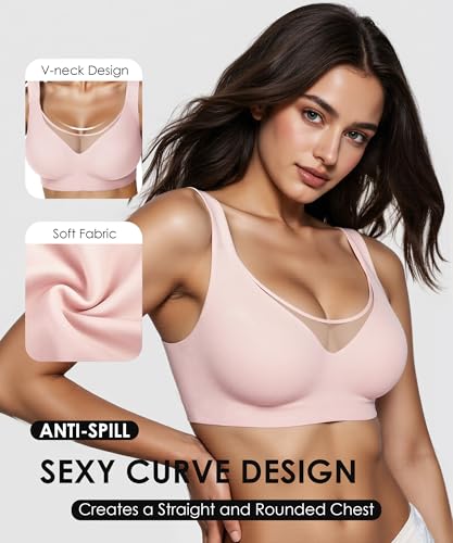 Image of Wireless Bras for Women (34C-42DD), Extremely Comfortable Seamless Bra Mesh Bralettes Adjustable Straps Everyday Bra