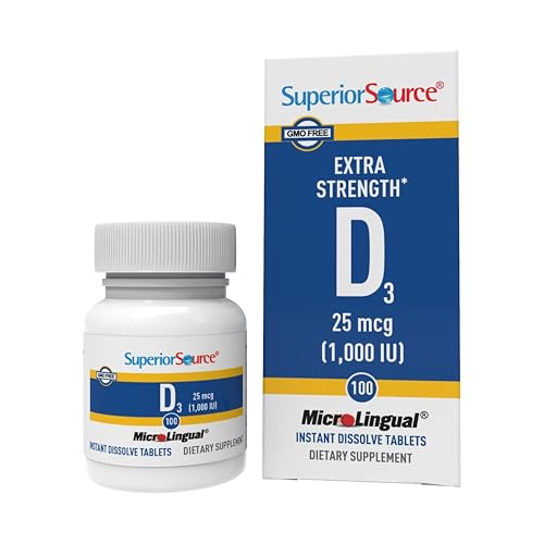 Superior Source Vitamin D3 1000 IU - Offers Immune System Brain & Nervous System Support - Aids Calcium Absorption for Teeth & Bone Health - Bariatric Friendly - 100 Sublingual Dissolving Tablets