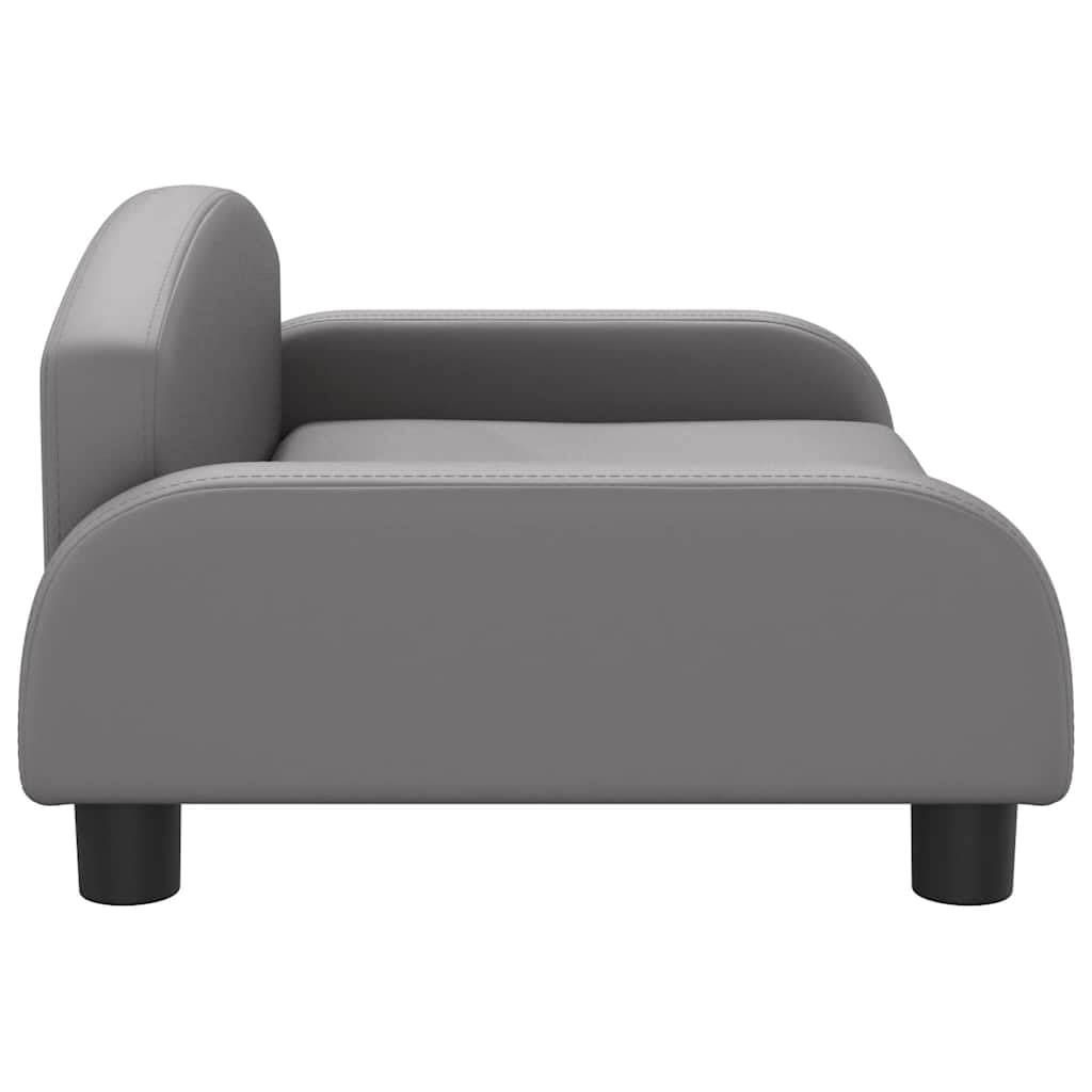 vidaXL Cama para Perros de Cuero sintético Gris 70x45x30 cm, sofá para Perros, Cama para Cachorros, Asiento para Perros, sofá para Mascota