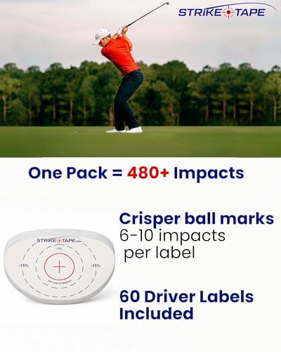 Image of STRIKEPRO Strike Tape Golf Impact Tape Right or Left Hand Club Face Stickers. No Residue Golf Impact Stickers for Instant Swing Analysis. Packs of Drivers or Drivers /Hybrid /Irons Club face Labels