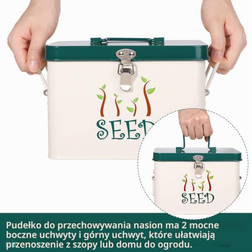 webake Pudełko do przechowywania nasion z pokrywką, pudełko do przechowywania nasion, pojemnik na nasiona, pojemnik na nasiona ogrodowe z przegródkami, 22,5 x 17 x 15,5 cm