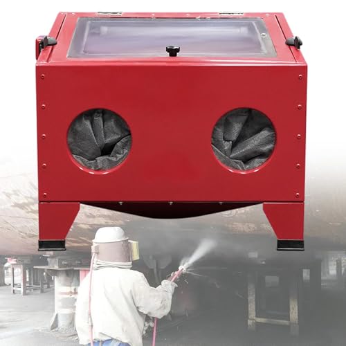 vnmudzeo 24 Gal Dry Sand Blasting Cabinet Commercial,Simple to Collect Sand at The Bottom,Led Lighting Box Type Sandblasting Equipment,for Rust Removal and Polishing
