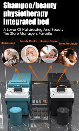 Image of Salon Shampoo Bowl,Multi-Functional Shampoo Bed,Water Cycle Head Treatment Bed for Beauty Salo,Blue