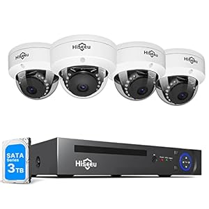 [3TB HDD+Vehicle Detect] Hiseeu 4K PoE Security Camera System,8Ports 8MP PoE NVR 16CH Expandable w/4Pcs 5MP PoE Indoor…