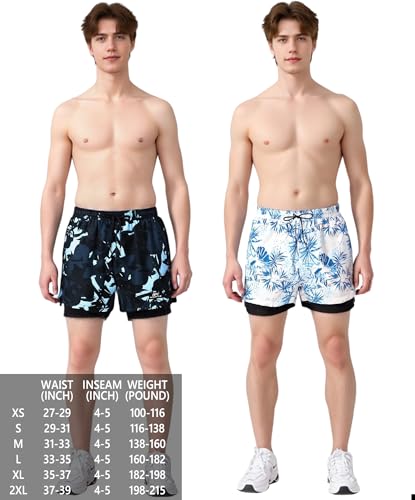Men's 5" Swim Trunks Quick-Dry Anti Exposure Board Shorts Double Layer with Vibrant Prints for Surfing Gym Swimming2
