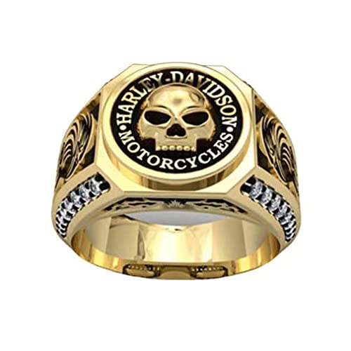 YAHOYA Viking Pirate Anchor Skull Ring Hommes Vintage Titanium Steel Gold Double Blade Gold Ring Gothic Punk Biker Ring Jewelry Party
