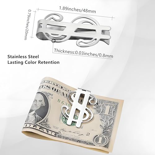 4PCS Small Men's Slim Money Clip,Stainless Steel Slim Cash Clip Minimalist Front Pocket Wallet,Credit Card Name Card Holder,Book Marker/Gift card/Chip Clips3
