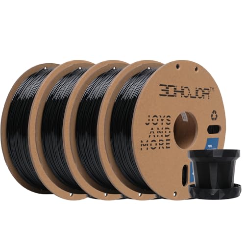 Image of 3DHoJor PETG Filament 1.75mm 3D Printing Filament 1kg*4 Bundle 3D Filament 1.75mm Dimensional Accuracy + /- 0.03mm Non Tangling Non Clogging,Print with Most 3D Printers-4Pack Black