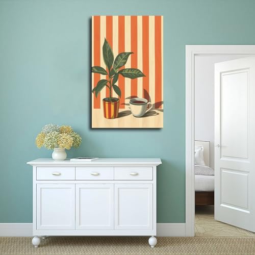 Toile rétro café rayée le cadeau déco chambre idéal - 4