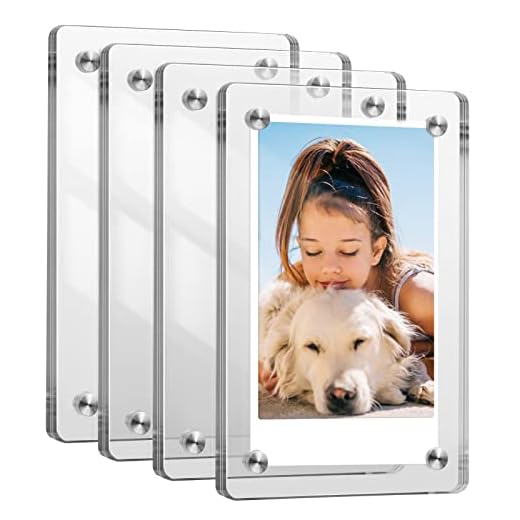 Fintie [4 Pack] Acrylic Magnetic Photo Frame for 3-Inch Film - Double Sided Fridge Picture Frame for Fujifilm Instax Mini 11 12 EVO 40 / Mini Link 2 Printer Film, Polaroid Instant Film, Clear