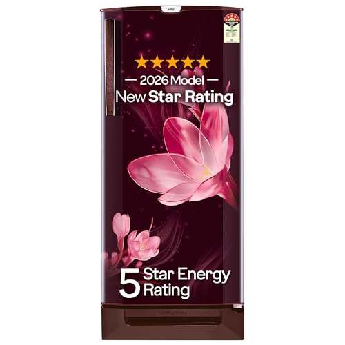 Godrej 185 L 5 Star |Turbo Cooling Technology| Toughened Glass Shelves| Large Shelve Space| Jumbo Vegetable Tray | Direct Cool Single Door Refrigerator (2026...