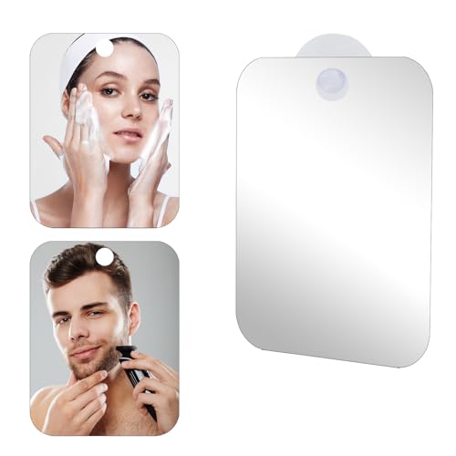 SMCEHEYA 2 Pcs Shower Mirrors for Shaving Anti Fog Portable Shower Mirror with Removable Suction Cup Hook Unbreakable Acrylic Hanging Mirror for Camping Travel Makeup