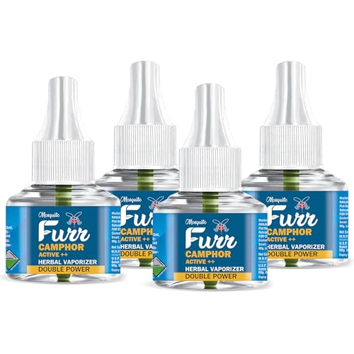 Image of Camphor Active++ Liquid Vapouriser Double Power Mosquito Repellent Vaporiser Refill No Kerosene Oil Poison Free Non- Toxic Chemical-Free (45ml,Pack of 4)