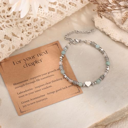 Image of Triple Threat Protection Anxiety Relief Gifts for Women,Natural Healing Crystal Bracelet Evil Eye Jewelry for Her Friends