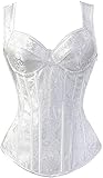 Blidece Women Sexy Boned Lace up Corsets and Strap Bustiers Top Overbust Shaper M White