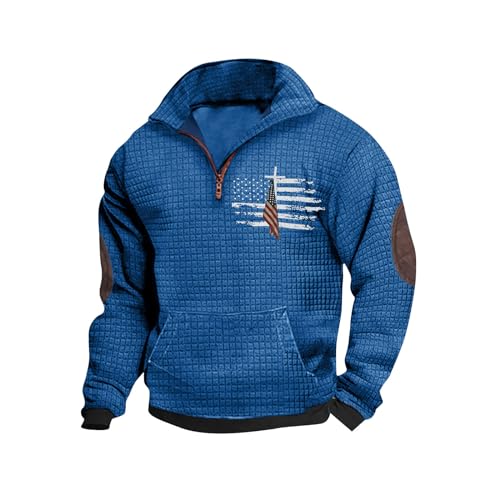 Muscularfit 2023 Sweatshirts for Men No Hood Long Sleeve Waffle