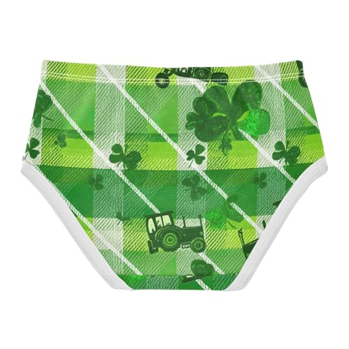 Green Tractor Plaid Shamrock Girls Underwear Toddler 2t Cotton Girl Panties Cute Bright Undies Kids Briefs2