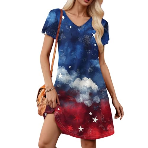 American Flag Dress for Women Independence Day Festival Lounge Casual O Neck Fashion Stars Stripe Maternity 4th of July Outfits Vestidos De Verano para Mujer 2025