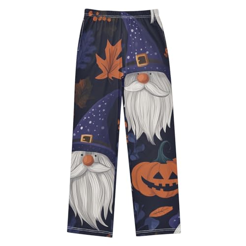 Gnome Maple Leaf Print Boys Long Pants Soft Trousers Elastic Waist Kids Lounge Bottoms with Pockets S-XL