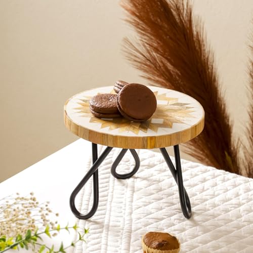 Image of CASA Decor Resin Decorative Vintage Affair Pizza Pastry Cake Stand Pack of 1 (Black, Diameter-8 Inch)