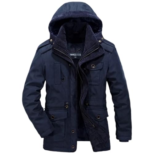 LIXINGHEITANG Parker Coat Casual Classic Winter Jacket Men's Windproof Warm Hooded Outer Thickening Warmth s1 Blue XS