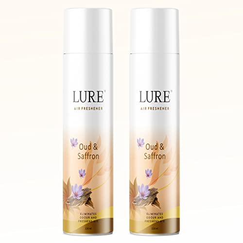 Image of Lure Room Freshener | Air Freshener for Home And Office - OUD & SAFFRON (220ml Each, Pack of 2)