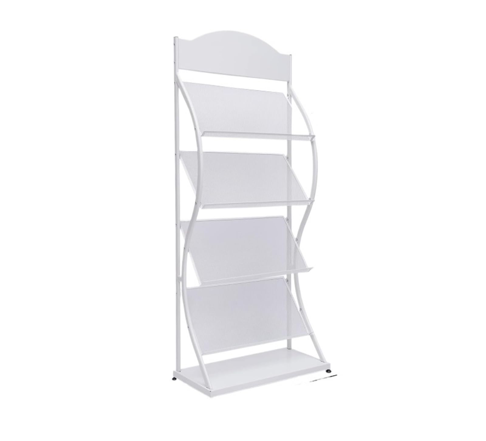 Ptasccne Floor Standing Metal Magazine Rack 4-Layers Industrial Minimalist Mesh for Exhibitions Malls magazine rack