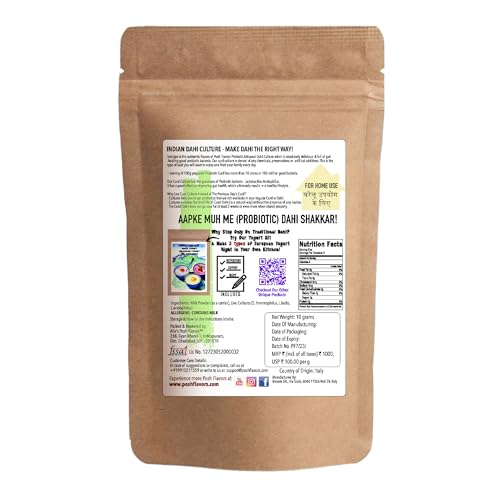 Image of Alla's Posh Flavors Probiotic Artisanal Curd Starter | Lab Tested Cultures | 10 Sachets for 500ml Milk Each | Healthy & Digestive Curd | Supports Gut Health | Selected Strains for Indian Dahi | Preservative, Additive & Chemical Free | दही कल्चर