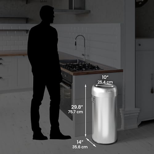 Image of iTouchless 16 Gallon / 61 Liter Dual-Deodorizer Trash Can and Recycle Bin, Stainless Steel Commercial Grade Large 10 Inch, Home, Restaurant, Restroom, Office, Open Top, Round
