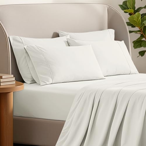 Image of Bare Home Microfiber Bulk Pillow Cases - Standard /Queen Size Set of 4 - Cooling Pillowcases - Double Brushed - Ivory Pillowcases 4 Pack - Easy Care (Standard - 4 Pack, Cream)