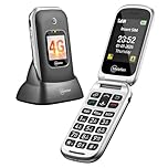 Melefon 4G Flip Mobile Phone For Elderly, Big Button Phone, Louder Volume, 2.4+1.44 Inch Screen, SIM Free Unlocked, SOS Button, USB Type C, Charging Dock