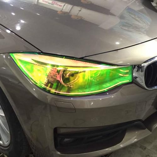 Image of HOME13 Self Adhesive Auto Car Tint Headlight Taillight Fog Light Vinyl Smoke Film Sheet Sticker Cover Car & Bike Protection Film (Chameleon Fluorescent Yellow, 24x60 Inch)