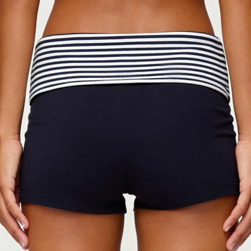 Image of KMBANGI Womens Fold Over Shorts Elastic Waist Y2k Lounge Shorts Foldover Cute Pajama Micro Bottoms Mini Shorts Sleepwear