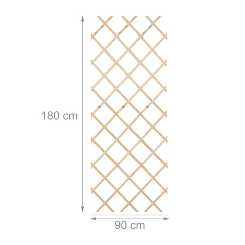 Relaxdays Rankgitter ausziehbar, 3er Set, 180x90 cm, Holz, Rankhilfe Kletterpflanzen, Holzgitter Wand, Spalier, Natur