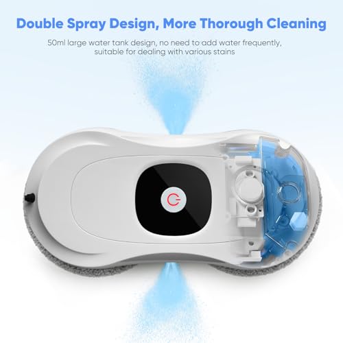 Fensterputzroboter, Elektrischer Fensterputzer mit Automatische Doppel-Sprühfunktion Fensterroboter mit 50ML Tank, 3 Reinigungsmodi, 10x Lappen, für Innen- und Außenfenster Window Cleaning Robot – Bild 3